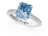 White gold Fancy Blue Radiant  Cut Solitaire Diamond Engagement Ring with Pave Band and Four-Prong Setting_165