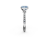 White gold Fancy Blue Radiant  Cut Solitaire Diamond Engagement Ring with Pave Band and Four-Prong Setting_166