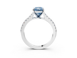 White gold Fancy Blue Radiant  Cut Solitaire Diamond Engagement Ring with Pave Band and Four-Prong Setting_167