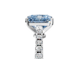 White gold Fancy Blue Radiant  Cut Solitaire Diamond Engagement Ring with Pave Band and Four-Prong Setting_169