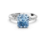 White gold Fancy Blue Radiant Cut Solitaire Diamond Engagement Ring with Twisted Pave Band and Four-Prong Setting_55