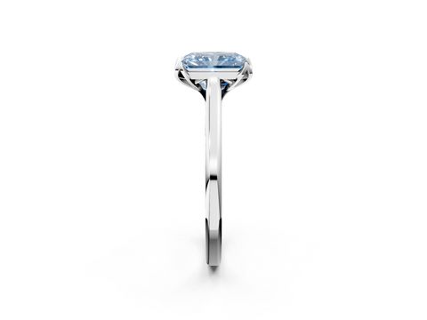 White gold Fancy Blue Radiant  Cut Solitaire Diamond Ring with Flower-Prong Setting and Classic Band_40