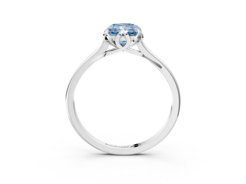 White gold Fancy Blue Radiant  Cut Solitaire Diamond Ring with Flower-Prong Setting and Classic Band_41