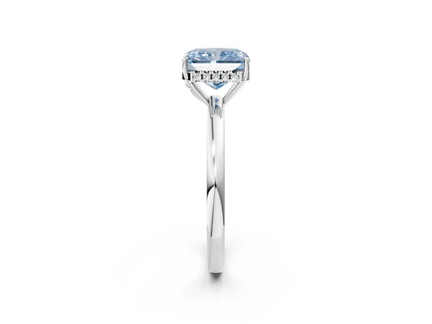White gold Fancy Blue Radiant Cut Solitaire Diamond Ring with Prong Setting and Plain Band_14