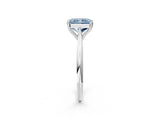 White gold Fancy Blue Radiant Cut Solitaire Diamond Ring with Six-Prong Setting and Classic Band_206