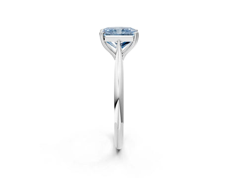 White gold Fancy Blue Radiant Cut Solitaire Diamond Ring with Six-Prong Setting and Classic Band_2
