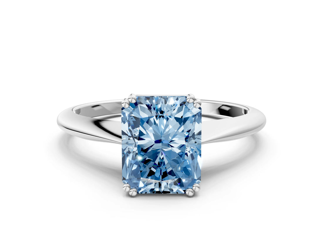 White gold Fancy Blue Radiant Cut Solitaire Diamond Ring with Six-Prong Setting and Classic Band_50