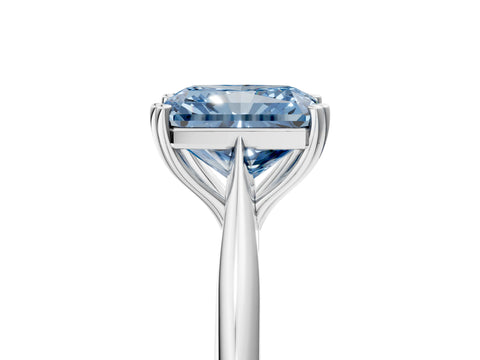 White gold Fancy Blue Radiant Cut Solitaire Diamond Ring with Six-Prong Setting and Classic Band_5
