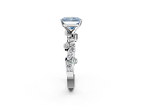 White gold Fancy Blue Radiant  Cut Solitaire Diamond Twisted Band with Pave Setting_73