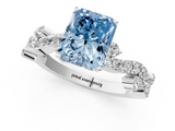 White gold Fancy Blue Radiant  Cut Solitaire Diamond Twisted Band with Pave Setting_78
