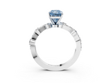 White gold Fancy Blue Radiant  Cut Solitaire Diamond Twisted Band with Pave Setting_80