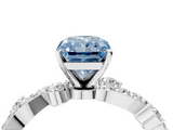 White gold Fancy Blue Radiant  Cut Solitaire Diamond Twisted Band with Pave Setting_81