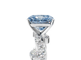 White gold Fancy Blue Radiant  Cut Solitaire Diamond Twisted Band with Pave Setting_82