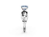 White gold Fancy Blue Radiant  Cut Solitaire Diamond with Side Stones on Criss-Cross Band and Four-Prong Setting_5