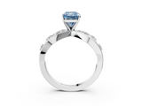 White gold Fancy Blue Radiant  Cut Solitaire Diamond with Side Stones on Criss-Cross Band and Four-Prong Setting_6