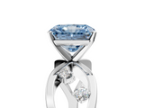 White gold Fancy Blue Radiant  Cut Solitaire Diamond with Side Stones on Criss-Cross Band and Four-Prong Setting_8