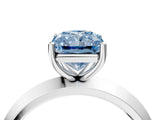 White gold Fancy Blue Radiant  Cut Solitaire Engagement Ring with Flat Band and Four-Prong Setting 5