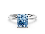 White gold Fancy Blue Radiant  Cut Solitaire Engagement Ring with Four-Prong Setting and Classic Band_21