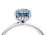 White gold Fancy Blue Radiant  Cut Solitaire Engagement Ring with Four-Prong Setting and Classic Band_25