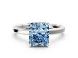 White gold Fancy Blue Radiant  Cut Solitaire Engagement Ring with Four-Prong Setting on a Classic Band_20