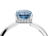 White gold Fancy Blue Radiant  Cut Solitaire Engagement Ring with Four-Prong Setting on a Classic Band_23