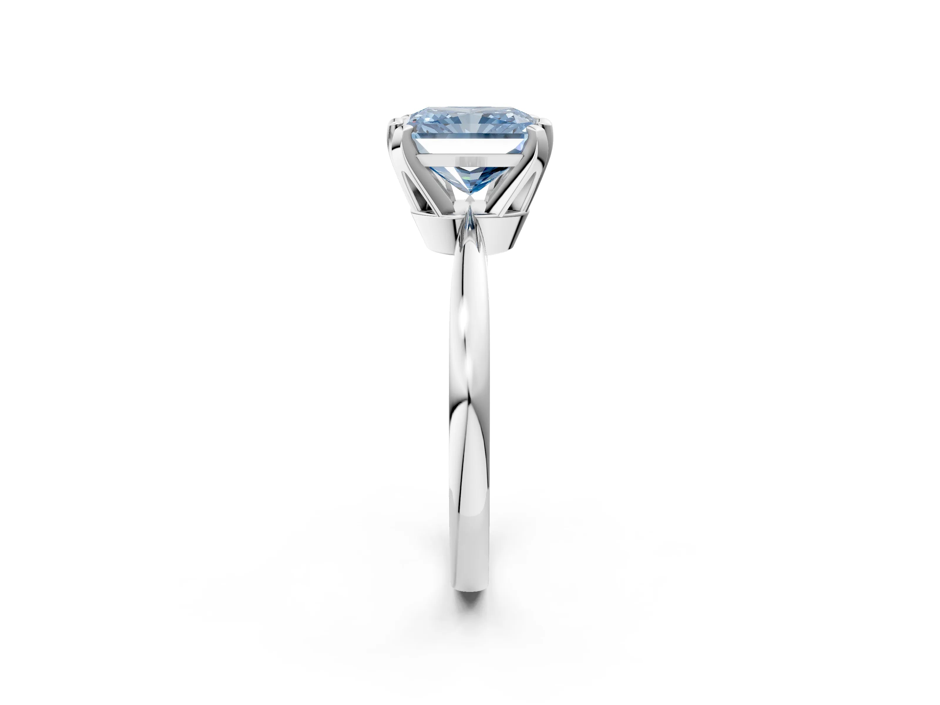 White gold Fancy Blue Radiant Cut Solitaire Engagement Ring with Six-Prong Setting and Tapered Band_2