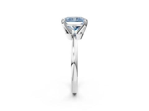 White gold Fancy Blue Radiant Cut Solitaire Engagement Ring with Six-Prong Setting and Tapered Band_2