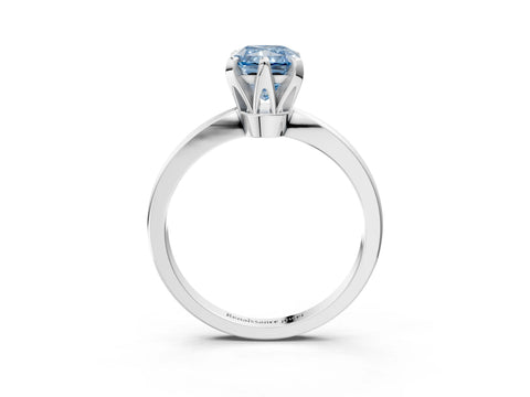 White gold Fancy Blue Radiant Cut Solitaire Engagement Ring with Six-Prong Setting and Tapered Band_3