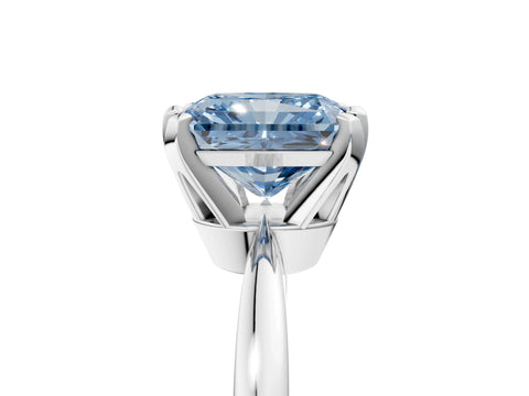 White gold Fancy Blue Radiant Cut Solitaire Engagement Ring with Six-Prong Setting and Tapered Band_5