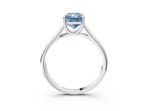 White gold Fancy Blue Radiant Cut Solitaire Engagement Ring with Tapered Band and Four-Prong Setting_18