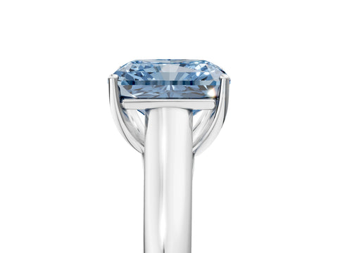 White gold Fancy Blue Radiant Cut Solitaire Engagement Ring with Tapered Band and Four-Prong Setting_20