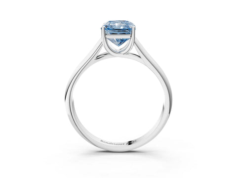 White gold Fancy Blue Radiant Cut Solitaire Engagement Ring with Tapered Band and Four-Prong Setting_6