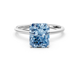 White gold Fancy Blue Radiant  Cut Solitaire Engagement Ring with Thin Band and Four-Prong Setting_3