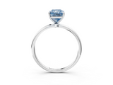 White gold Fancy Blue Radiant  Cut Solitaire Engagement Ring with Thin Band and Four-Prong Setting_6