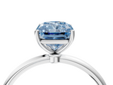 White gold Fancy Blue Radiant  Cut Solitaire Engagement Ring with Thin Band and Four-Prong Setting_7