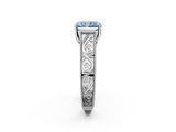 White gold Fancy Blue Radiant  Cut Solitaire Engraved Band with Four-Prong Setting_116