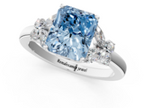 White gold Fancy Blue Radiant  Cut Solitaire Floral Diamond Ring with Four-Prong Setting_19