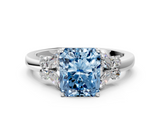 White gold Fancy Blue Radiant  Cut Solitaire Floral Diamond Ring with Four-Prong Setting_40