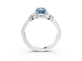 White gold Fancy Blue Radiant  Cut Solitaire Floral Diamond Ring with Four-Prong Setting_43