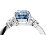 White gold Fancy Blue Radiant  Cut Solitaire Floral Diamond Ring with Four-Prong Setting_44