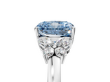 White gold Fancy Blue Radiant  Cut Solitaire Floral Diamond Ring with Four-Prong Setting_45
