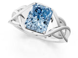 White gold Fancy Blue Radiant Cut Solitaire Intertwined Band Prong Setting Ring_1