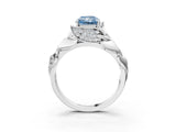 White gold Fancy Blue Radiant Cut Solitaire Leaf-Inspired Engagement Ring with Prong Setting_3