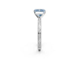 White gold Fancy Blue Radiant Cut Solitaire Milgrain Engraved Band with Four-Prong Setting_14
