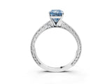 White gold Fancy Blue Radiant Cut Solitaire Milgrain Engraved Band with Four-Prong Setting_15