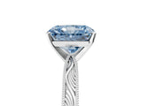 White gold Fancy Blue Radiant Cut Solitaire Milgrain Engraved Band with Four-Prong Setting_17