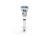 White gold Fancy Blue Radiant Cut Solitaire Milgrain Leaf Band with Prong Setting_14