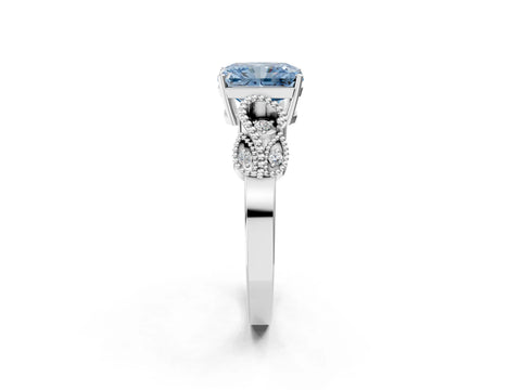 White gold Fancy Blue Radiant Cut Solitaire Milgrain Leaf Band with Prong Setting_14