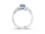 White gold Fancy Blue Radiant Cut Solitaire Milgrain Leaf Band with Prong Setting_15