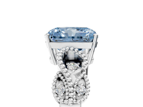 White gold Fancy Blue Radiant Cut Solitaire Milgrain Leaf Band with Prong Setting_17